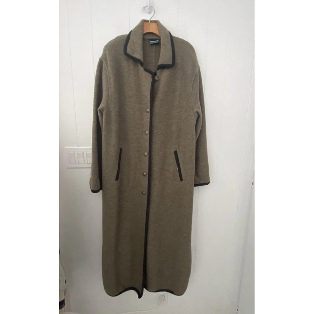 VTG GEIGER Collections Austria 100% Pure Wool Maxi Coat Jacket Taupe 36 (S)